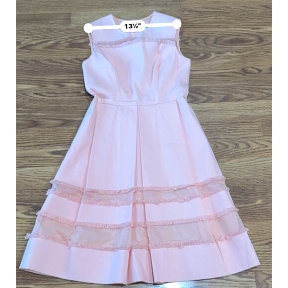 Lela Rose Grace Full-Skirt Fringe-Trim Dress in peach Blush size 2 / XS - Picture 8 of 13